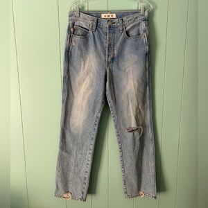 AMO light wash faded distressed jeans denim womens Layla devotion size 28